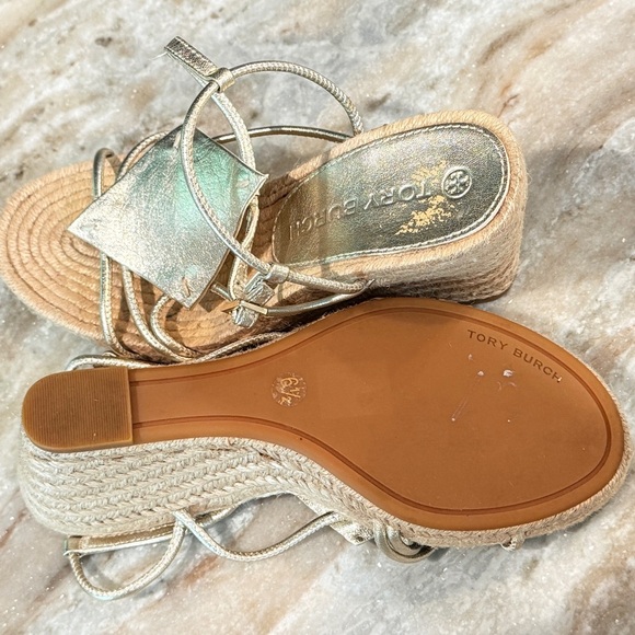 Women’s TORY BURCH diamond patch espadrille wedge sandals- Size 6.5 - Picture 7 of 10